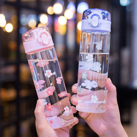 Image of Kawaii Sakura Glass Water Bottle