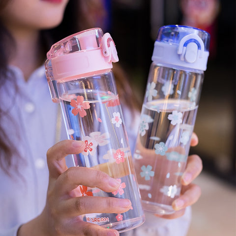 Image of Kawaii Sakura Glass Water Bottle