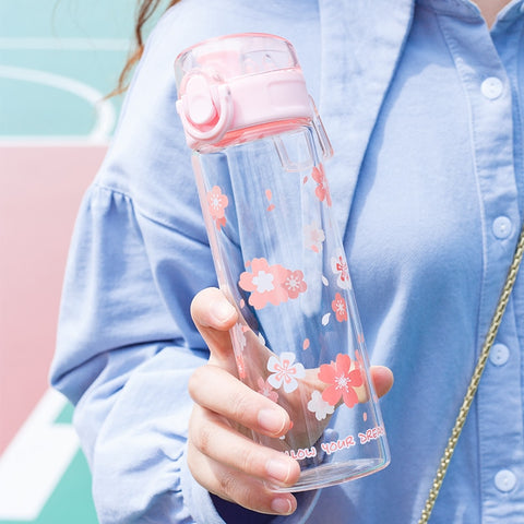 Image of Kawaii Sakura Glass Water Bottle