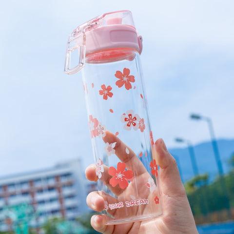 Image of Kawaii Sakura Glass Water Bottle